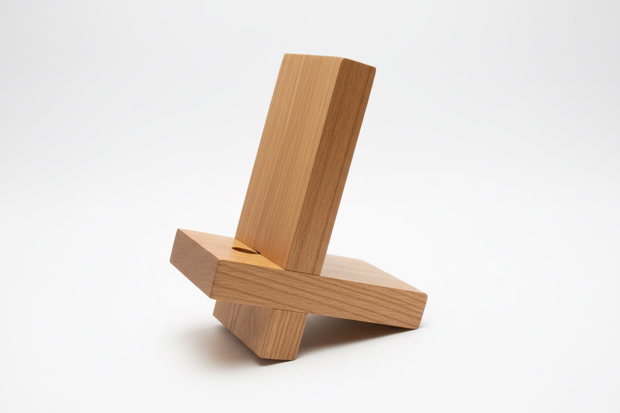 Wooden Phone Holder with hole for charger - Creatn Sawdust